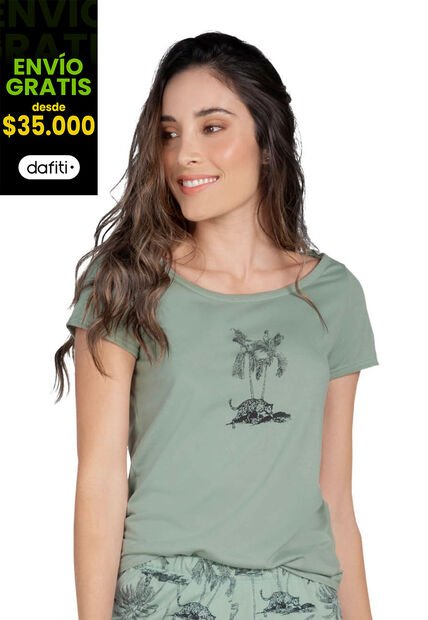 Camiseta Mujer Verde Oliva Fi 95985