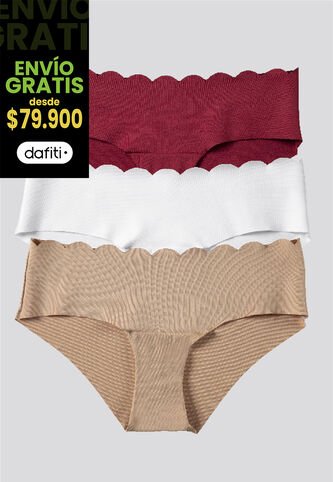 Cachetero Paq X3 Mujer Blanco/Caramelo/Vino FI 91000 Formas Intimas
