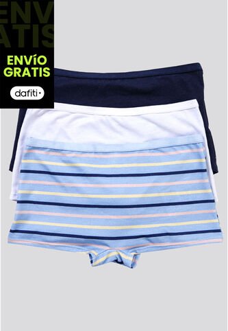 Bóxer Paq X3 Infantil Azul Claro/Azul Navy/Blanco FI 34641 Formas Intimas
