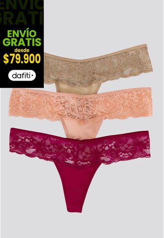 Brasilera Paq X3 Mujer Cereza/Piel/Nude FI 34542 Formas Intimas