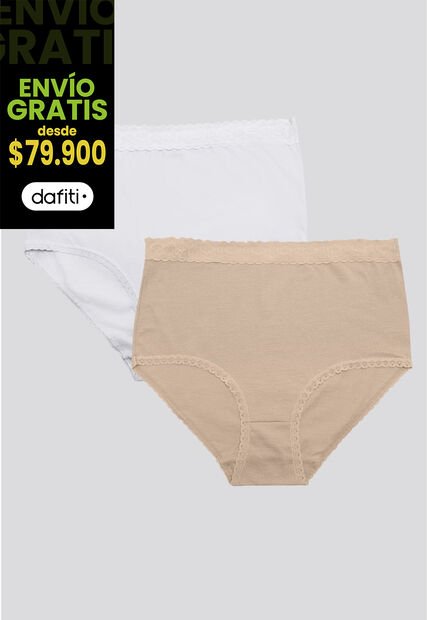 Panty Paq X2 Mujer Blanco/Piel FI 96637