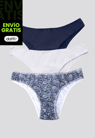 Panty Paq X3 Mujer Azul Navy/Blanco/Estampado FI 96450 Formas Intimas