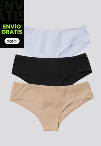 Cachetero Paq X3 Mujer Negro/Blanco/Piel FI 96589 Formas Intimas