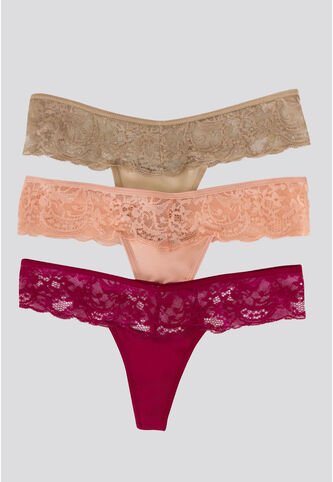 Brasilera Paq X3 Mujer Cereza/Piel/Nude FI 34542 Formas Intimas