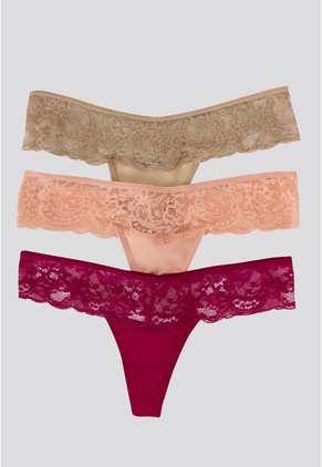 Brasilera Paq X3 Mujer Cereza/Piel/Nude FI 34542