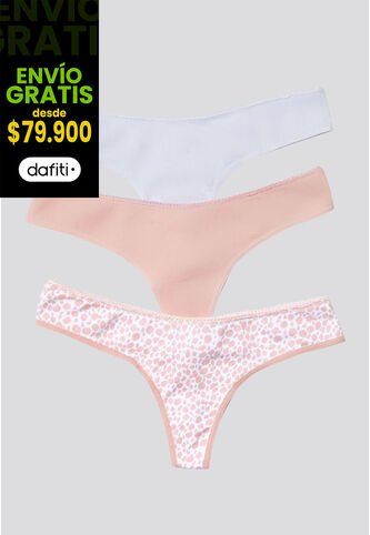 Brasilera Paq X3 Mujer Blanco/Rosa/Estampado FI 96636 Formas Intimas