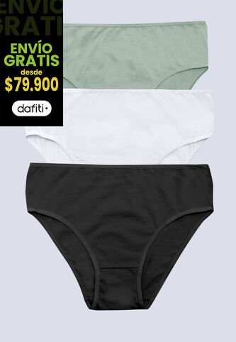 Panty Paq X3 Mujer Verde Oliva/Blanco/Negro FI 96572 Formas Intimas