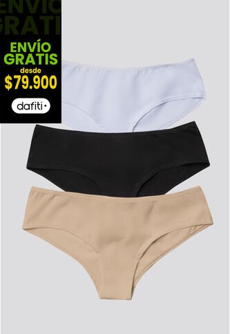 Cachetero Paq X3 Mujer Negro/Blanco/Piel FI 96589 Formas Intimas