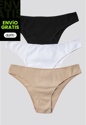 Panty Paq X3 Mujer Negro/Blanco/Piel FI 96450 Formas Intimas