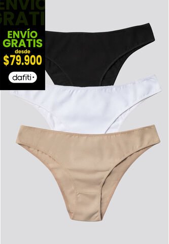 Panty Paq X3 Mujer Negro/Blanco/Piel FI 96450 Formas Intimas