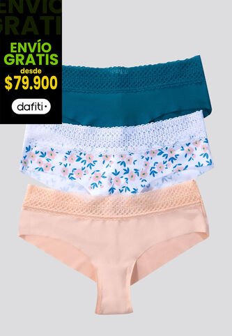 Cachetero Paq X3 Mujer Azul Petroleo FI 96631 Formas Intimas