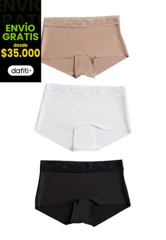 Cachetero Paq X3 Mujer Multicolor FI 100524 Formas Intimas