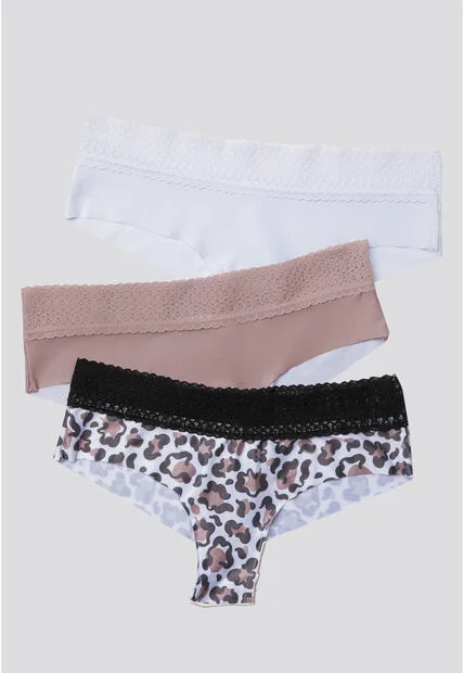 Cachetero Paq X3 Mujer Rosa Malva/Blanco/Estampado FI 96631