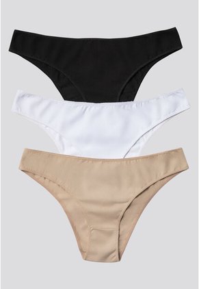 Panty Paq X3 Mujer Negro/Blanco/Piel FI 96450