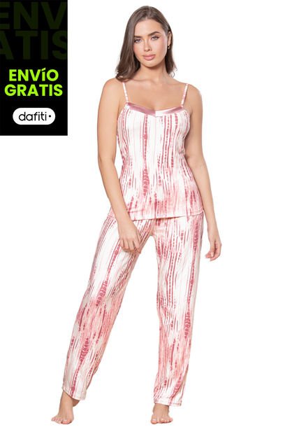 Pijama Mujer Blanco-Rosa FI 34865