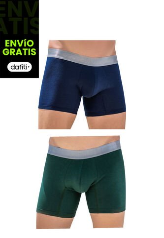 Bóxer Paq X2 Para Hombre Navy/Verde FI Formas Intimas