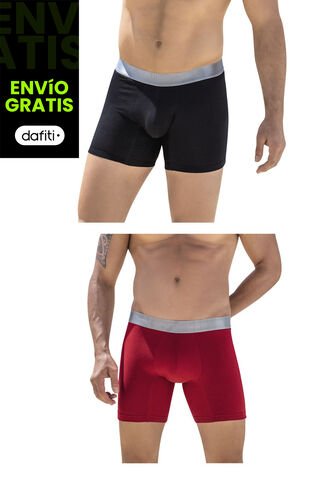 Bóxer Set  X2 Negro-Rojo FI 58299 Formas Intimas