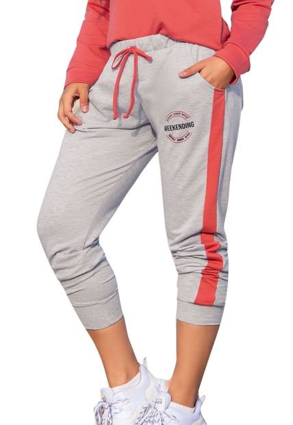 Pantalón Sudadera Adulto Femenino Bicolor Granate/Gris FI