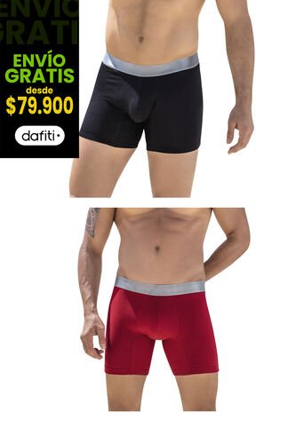 Bóxer Set  X2 Negro-Rojo FI 58299 Formas Intimas