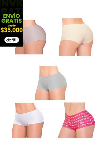 Cachetero Paq X5 Para Mujer Multicolor FI Formas Intimas