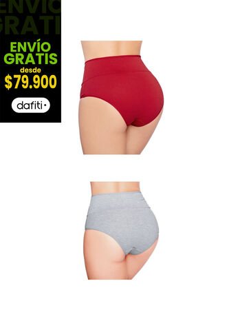Cachetero Paq X2 Para Mujer Gris Jaspe/Rojo FI Formas Intimas