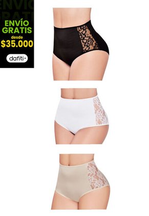 Panty Set X3 Blanco-Beige-Negro FI 47009