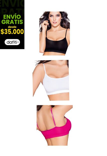 Top Paq X3 Adulto Para Mujer FI -Blanco/Negro/Fucsi