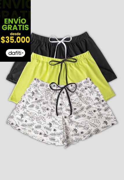 Short Paq X3 Mujer Multicolor Fi 113040