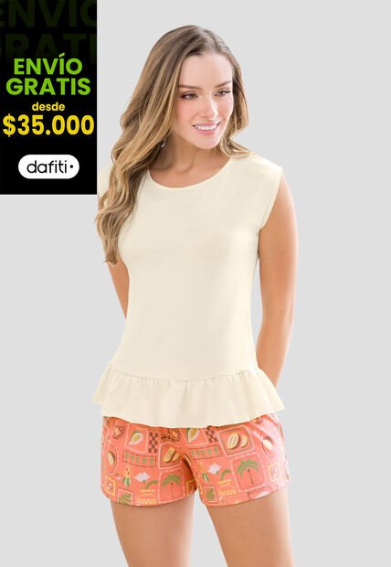 Pijama Mujer Crema Fi 110028