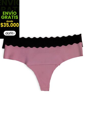 Brasilera Paq X2 Mujer Negro-Morado FI 34858 Formas Intimas