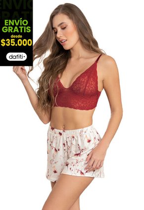 Pijama Mujer Blanco-Rojo FI 88792