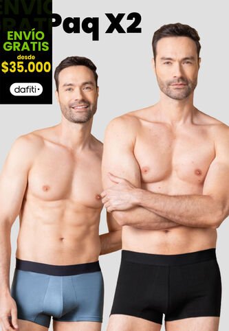 Bóxer Paq X2 Hombre Negro-Azul Indigo Fi 110771 Formas Intimas