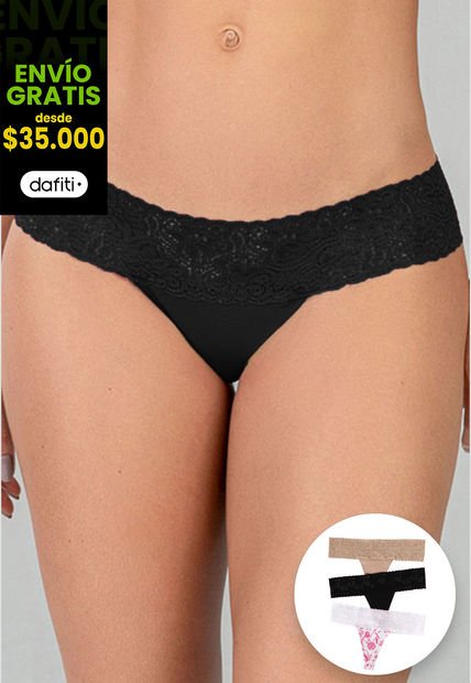 Brasilera Paq X3 Mujer Negro Fi 96215