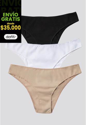 Panty Paq X3 Mujer Negro/Blanco/Piel FI 96450 Formas Intimas