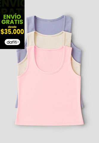 Camiseta Paq X3 Mujer Multicolor Fi 33603 Formas Intimas