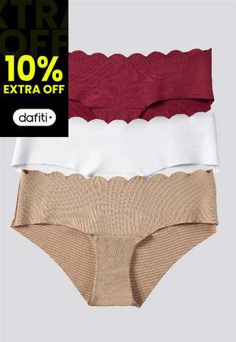 Cachetero Paq X3 Mujer Blanco/Caramelo/Vino FI 91000 Formas Intimas