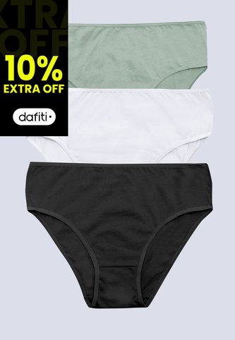 Panty Paq X3 Mujer Verde Oliva/Blanco/Negro FI 96572 Formas Intimas