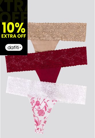 Brasilera Paq X3 Mujer Cereza/Mocca/Estampado FI 96215 Formas Intimas