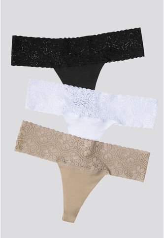 Brasilera Paq X3 Mujer Piel/Blanco/Negro FI 96215 Formas Intimas