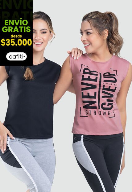 Camiseta Paq X2 Mujer Bicolor FI 89803