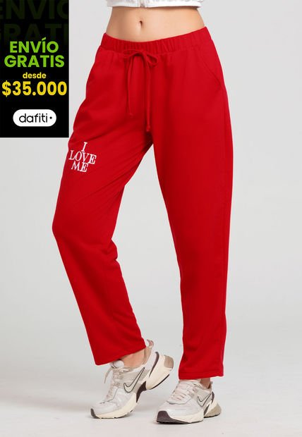 Pantalón Sudadera Mujer Rojo Fi 104174