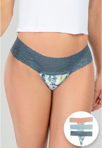Brasilera Paq X3 Mujer Azul Acero FI 96215 Formas Intimas
