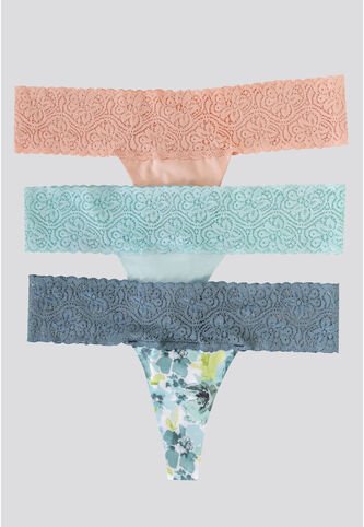 Brasilera Paq X3 Mujer Cristal/Rosa/Estampado FI 96215 Formas Intimas