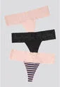 Brasilera Paq X3 Mujer Negro/Rosa/Estampado FI 96215 de Formas Intimas