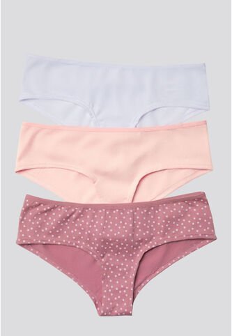 Cachetero Paq X3 Mujer Rosa/Blanco/Estampado FI 96589 Formas Intimas