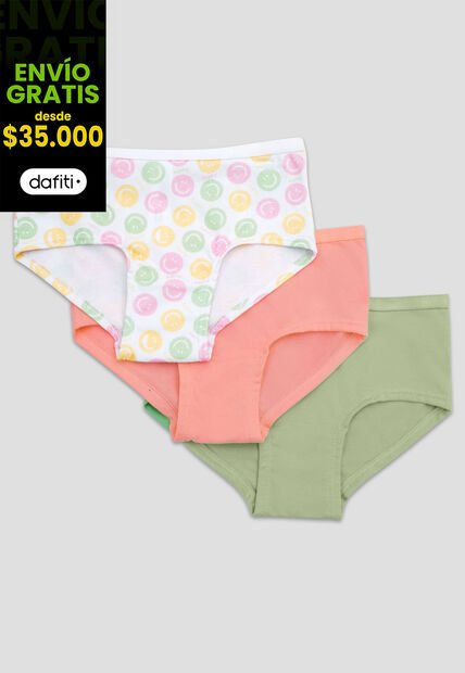 Cachetero Paq X3 Infantil Femenino Multicolor Fi 79154