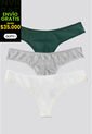 Brasilera Paq X3 Mujer Verde/Gris Jaspe/Blanco FI 96636 de Formas Intimas
