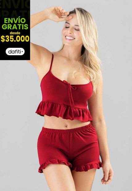 Pijama Mujer Rojo FI 102377