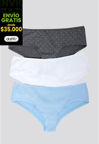 Cachetero Paq X3 Mujer Azul Claro/Marfil/Estampado FI 96589 Formas Intimas