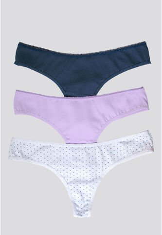 Brasilera Paq X3 Mujer Azul Navy/Lila/Estampado FI 96636 Formas Intimas